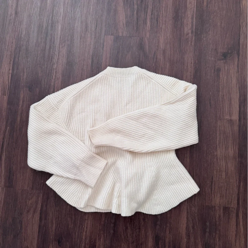 A.L.C. Cream Ribbed Crew Neck Sweater - Picture 3 of 3